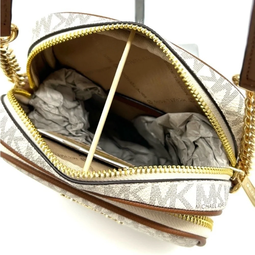 Michael Kors Jet Set Travel Medium Logo Crossbody Bag Vanilla/Brown